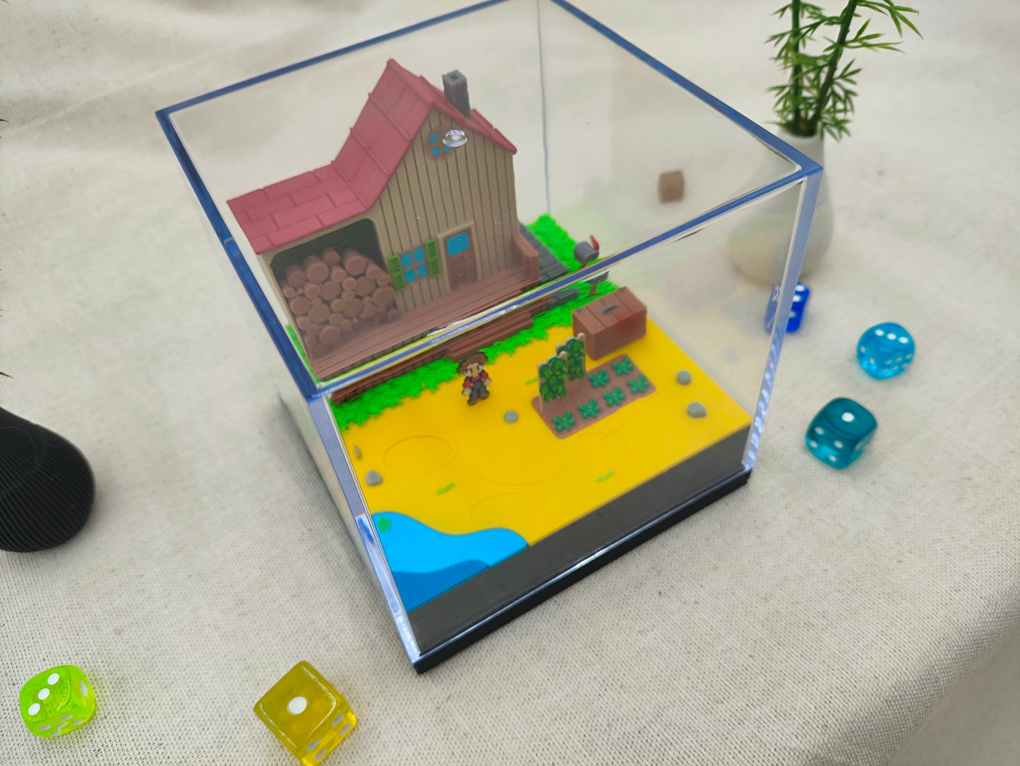 Diorama 3d cubo metacrilato - Granjero