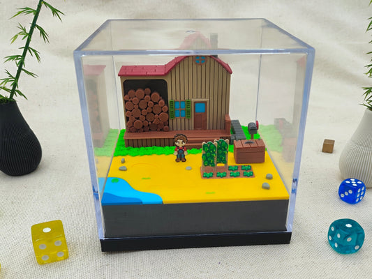 Diorama 3d cubo metacrilato - Granjero