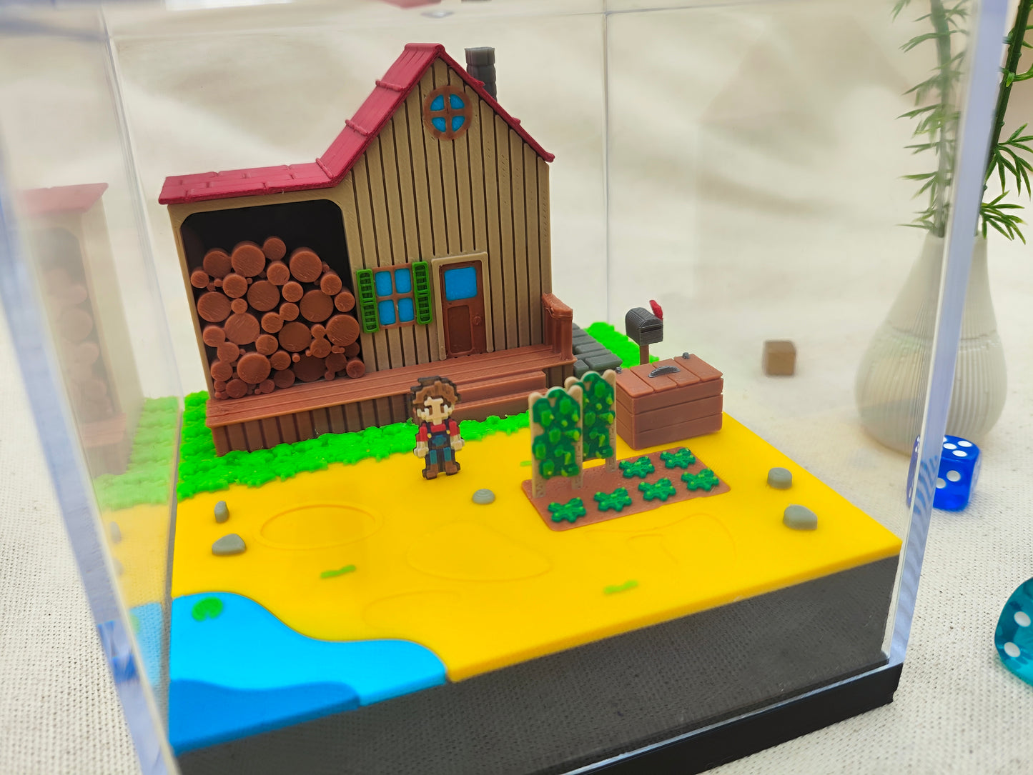 Diorama 3d cubo metacrilato - Granjero