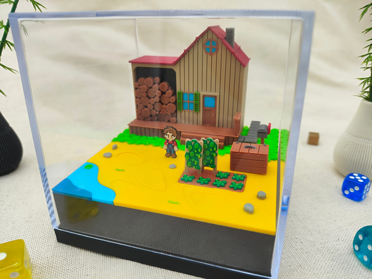 Diorama 3d cubo metacrilato - Granjero